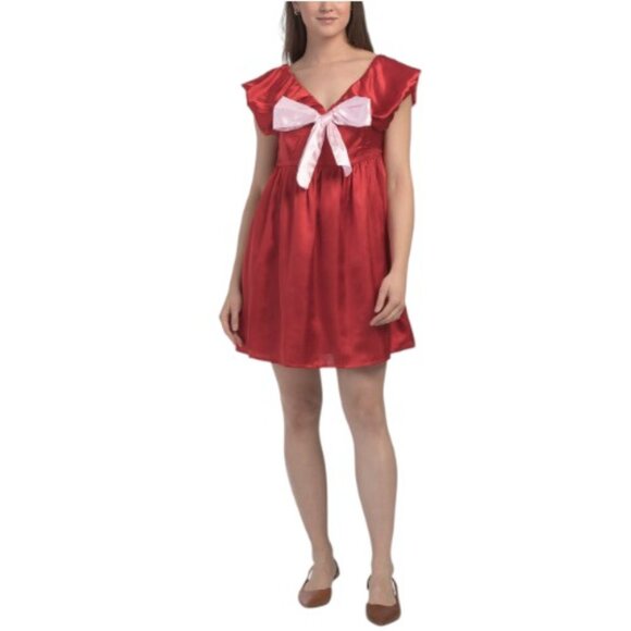 US TOGETHER Bow Front Two Tone Mini Dress - Picture 1 of 3